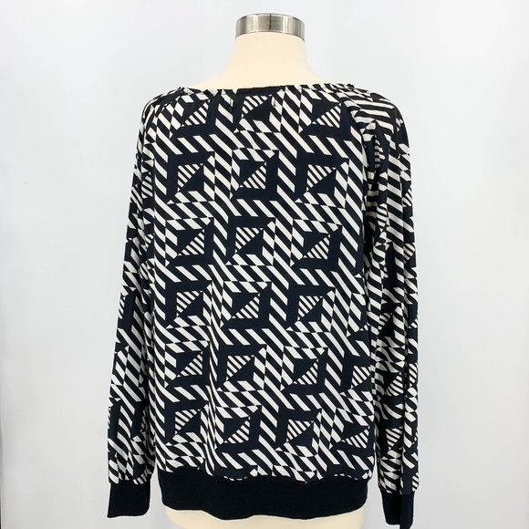 🎉Ellen Tracy Black/White Geometric Long Sleeve - Picture 3 of 6